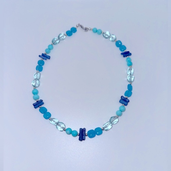 ๐ Semi-Precious Coastal Blue Gemstone Necklace by Wonder & Waves - Picture 3 of 3